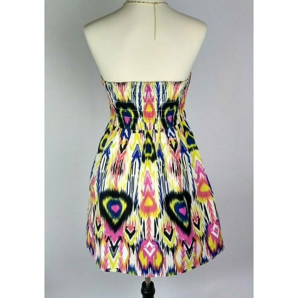 Strapless Ikat Print Empire Waist Dress - Picture 5 of 8
